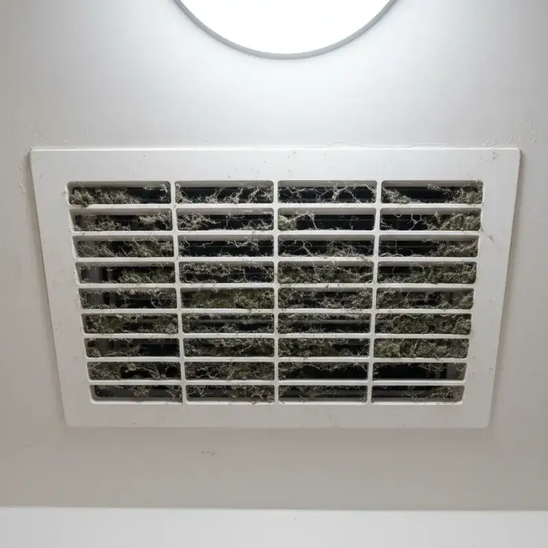 Yellowed and discolored AC return air grille before refurbishing in Hialeah FL