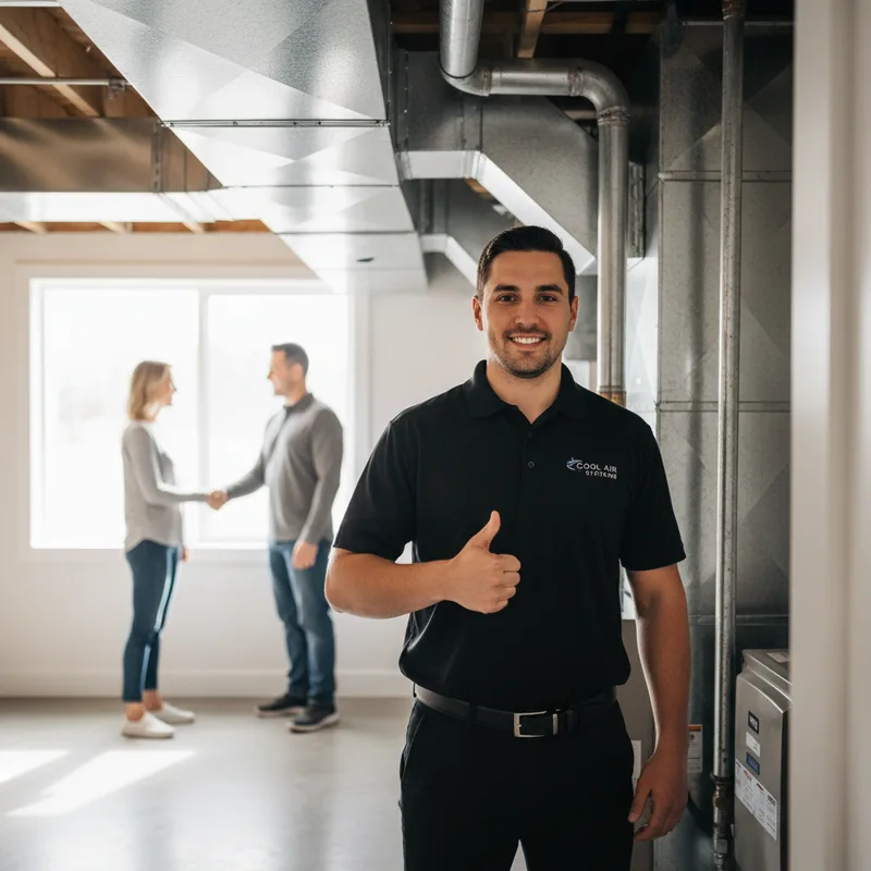 Technician completing quality check after duct cleaning